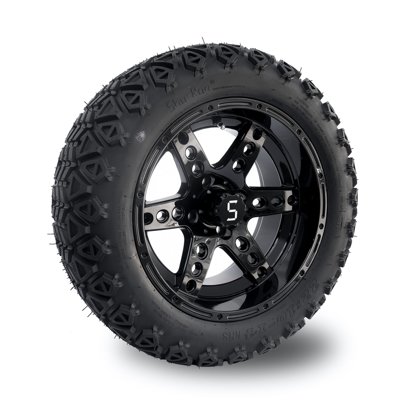 PUNKT das 14 Zoll-Golfmobil-Räder und ermüdet 22x10-14 alle Speichen des Gelände-Glanz-Schwarz-6