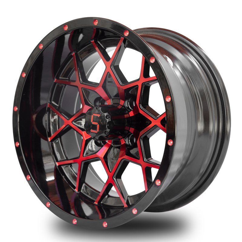 Aluminiumlegierungs-Golfmobil dreht rotes Bolzen-Muster des Glanz-Schwarz-101,6 PCD 4x4