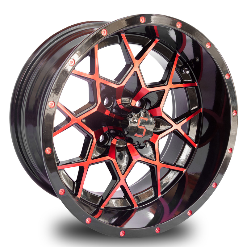 Aluminiumlegierungs-Golfmobil dreht rotes Bolzen-Muster des Glanz-Schwarz-101,6 PCD 4x4
