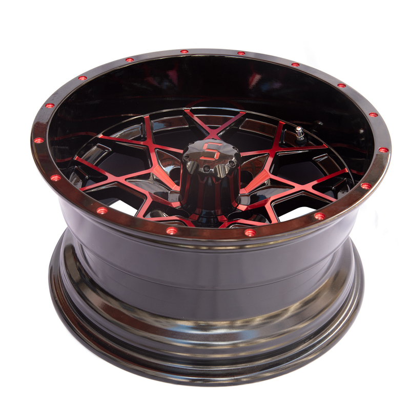 Aluminiumlegierungs-Golfmobil dreht rotes Bolzen-Muster des Glanz-Schwarz-101,6 PCD 4x4