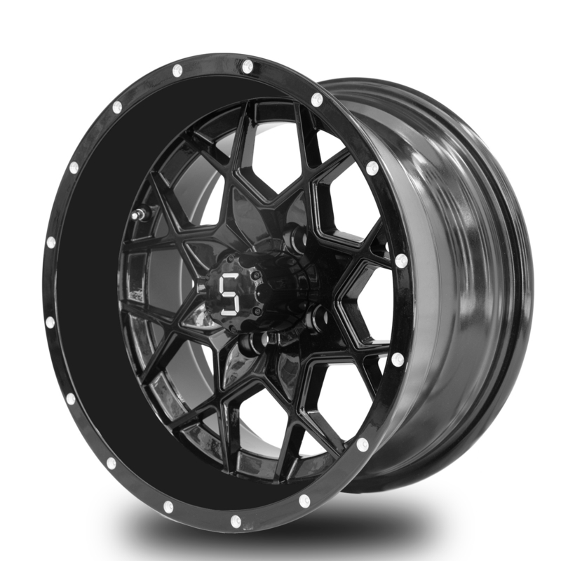 Turbulenz 14 Zoll-Golfmobil-Aluminiumräder glattes schwarzes PCD 4/101.6