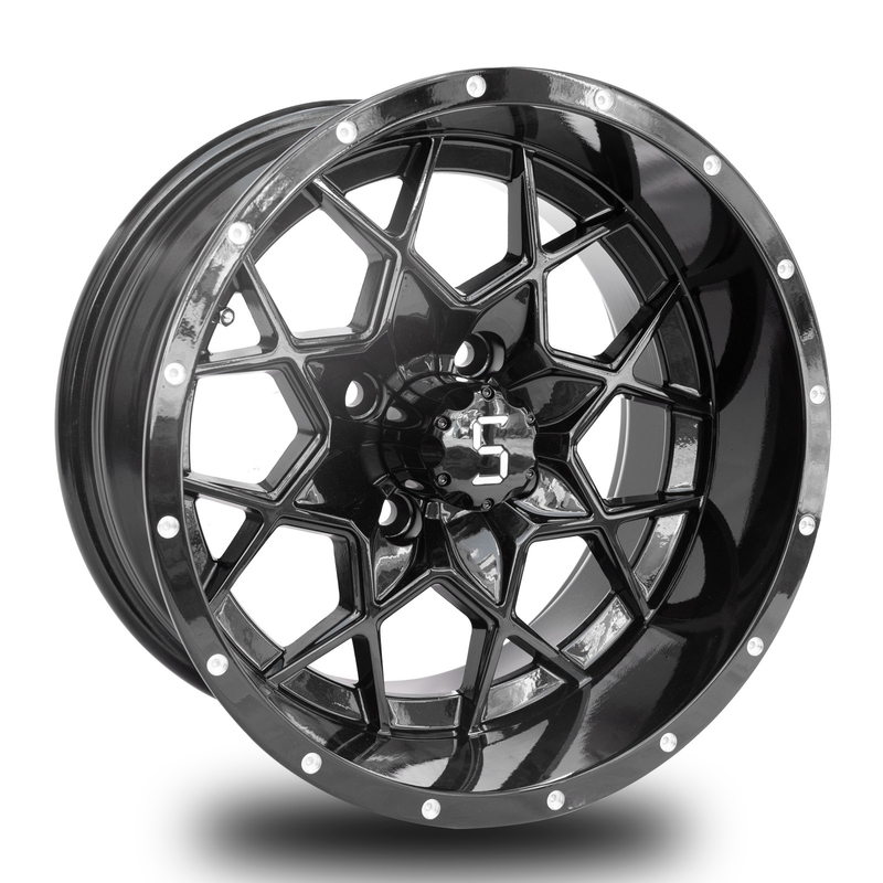 Turbulenz 14 Zoll-Golfmobil-Aluminiumräder glattes schwarzes PCD 4/101.6