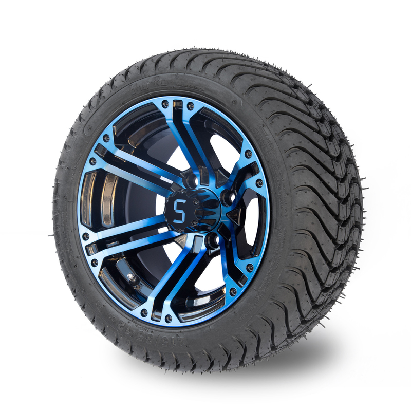 12 Zoll-Golfmobil-Kanten und Reifen kombinierte blaue glatte schwarze 4/101,6 PCD