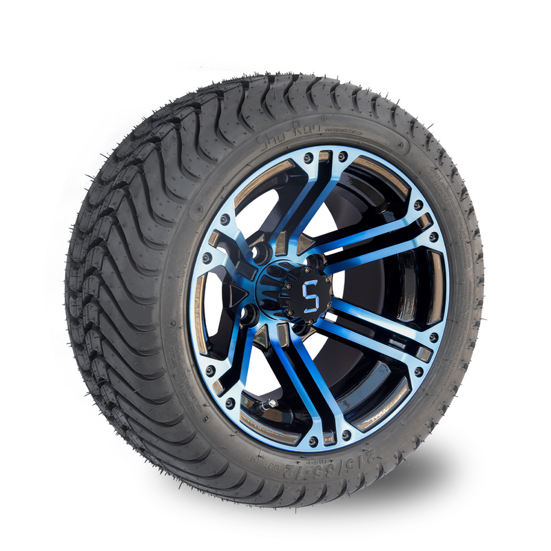 12 Zoll-Golfmobil-Kanten und Reifen kombinierte blaue glatte schwarze 4/101,6 PCD
