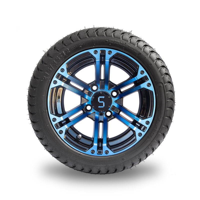 12 Zoll-Golfmobil-Kanten und Reifen kombinierte blaue glatte schwarze 4/101,6 PCD