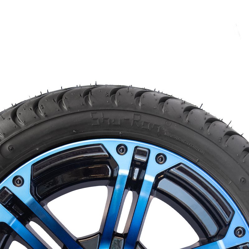 12 Zoll-Golfmobil-Kanten und Reifen kombinierte blaue glatte schwarze 4/101,6 PCD