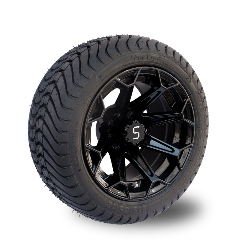 ShuRan polieren schwarze das 12 Zoll-Golfmobil-Räder und ermüden 215/35-12 Reifen DOT Approved