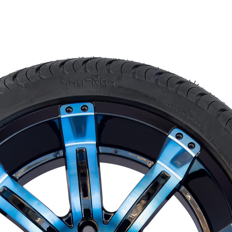 225/30-14 PUNKT 14 Zoll-Golfmobil-Rad-und Reifen-kombinierte blaue/glatte schwarze Räder 101,6 PCD