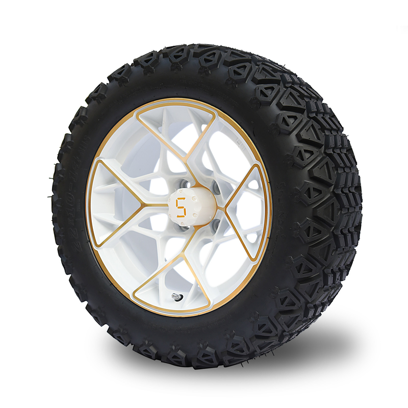 Goldweiße 14 Zoll-Golfmobil-Kanten und Reifen kombiniertes 4PLY 101,6 PCD