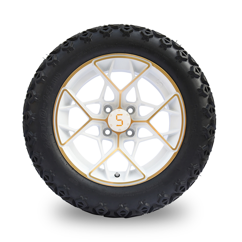 Goldweiße 14 Zoll-Golfmobil-Kanten und Reifen kombiniertes 4PLY 101,6 PCD