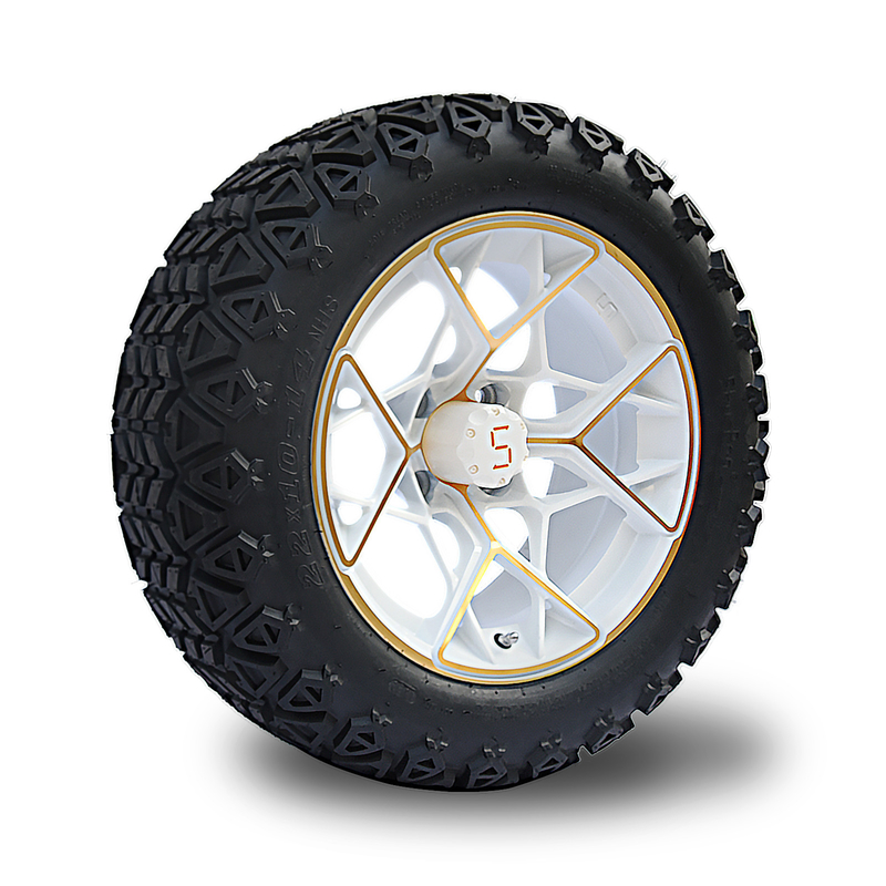 Goldweiße 14 Zoll-Golfmobil-Kanten und Reifen kombiniertes 4PLY 101,6 PCD
