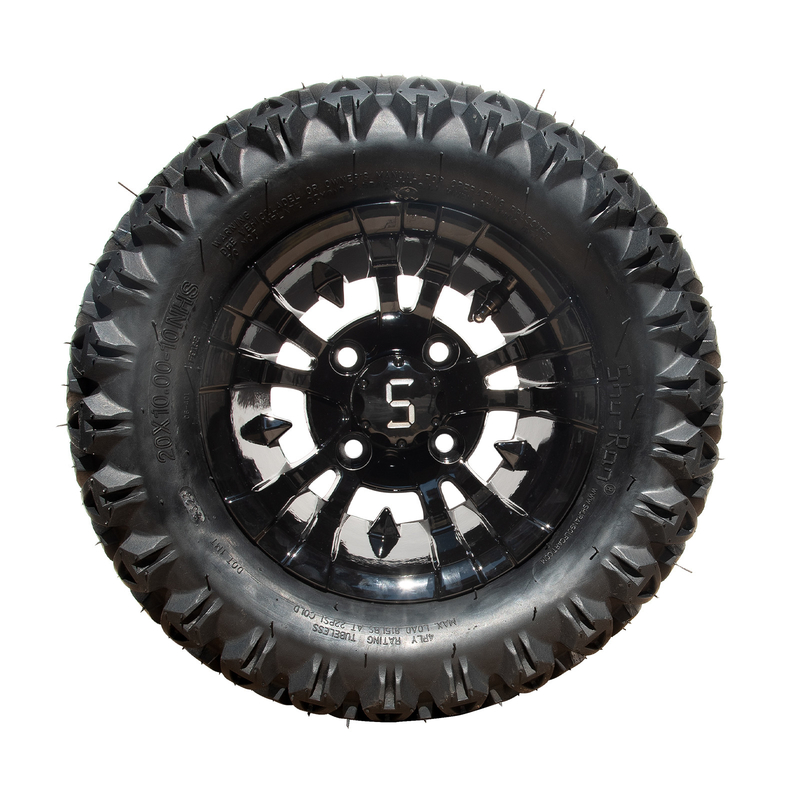 10 Zoll Golfwagen Rad und Reifen Combo 20×10-10 ATV Bearbeitet/Glanzschwarz