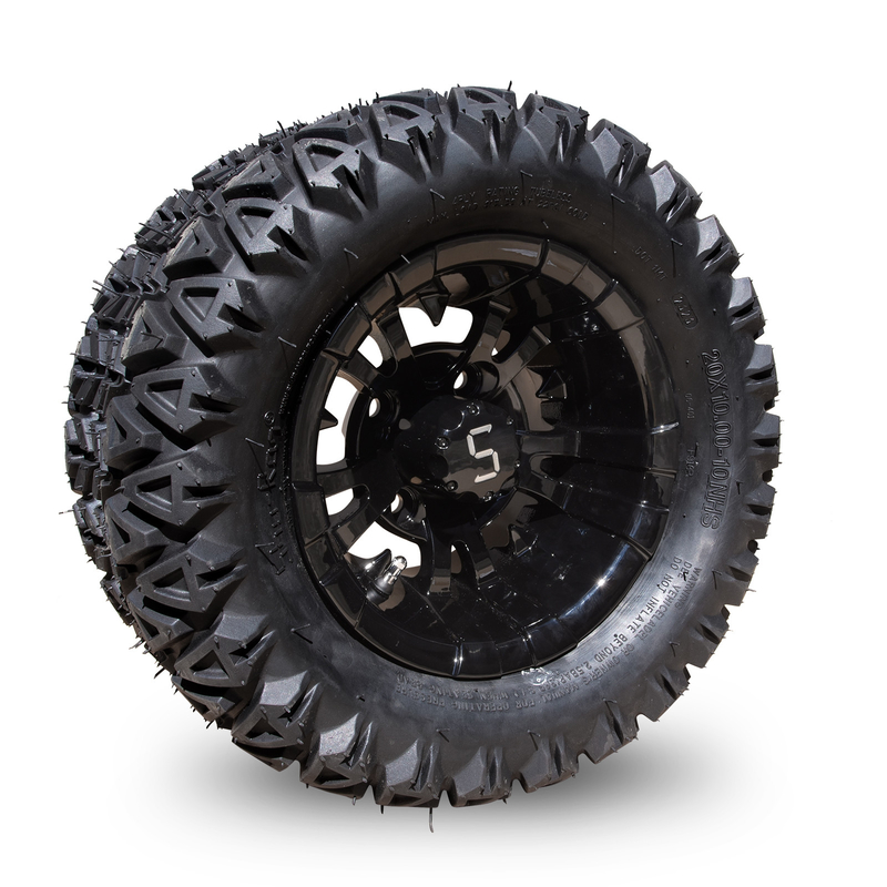 10 Zoll Golfwagen Rad und Reifen Combo 20×10-10 ATV Bearbeitet/Glanzschwarz
