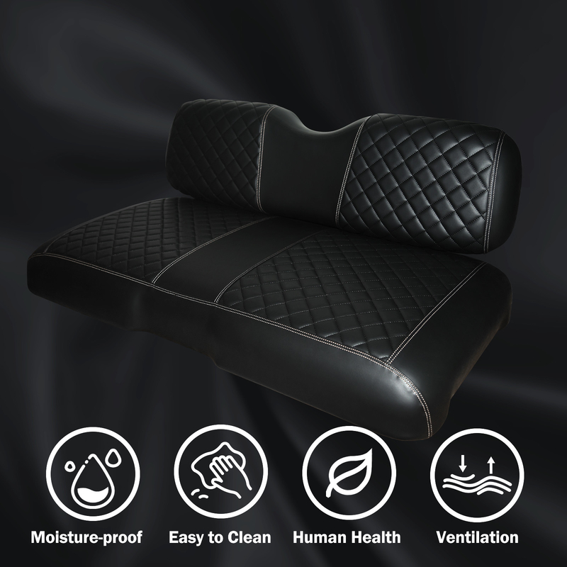 Schwarze Basis Doppel-Diamant-Muster Golf-Wagen Front-Sitz-Kissen für EZGO RXV