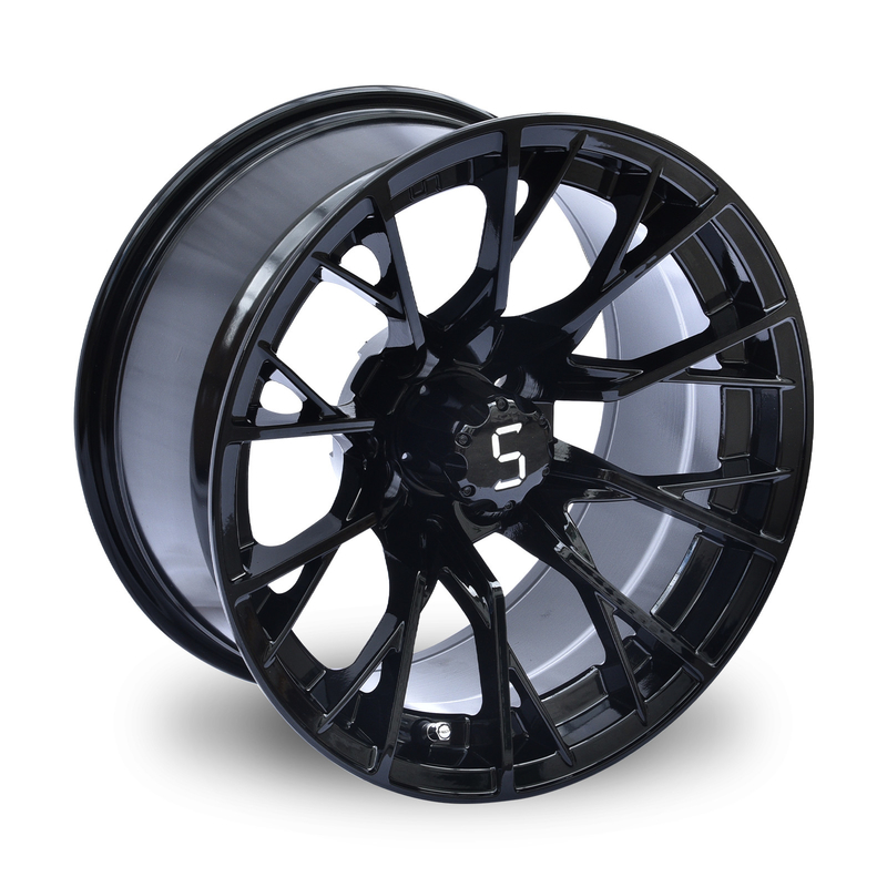 Shuran 14 Zoll Golfkarrenräder und Reifen Bearbeitet/glänzend Schwarzes Rad 4/101.6 Bolt