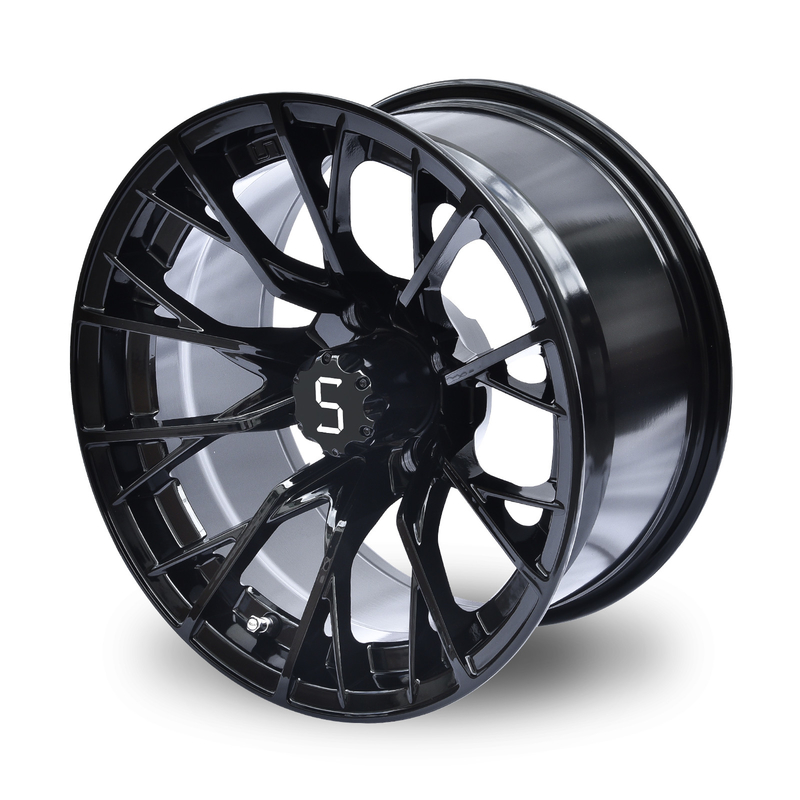Shuran 14 Zoll Golfkarrenräder und Reifen Bearbeitet/glänzend Schwarzes Rad 4/101.6 Bolt
