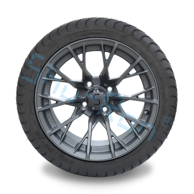 Großhandel 14''Gunmetal Finished Alloy Golfwagenräder, ATV UTV 225/30-14 Straßenrohrlose Reifen mit Felgen