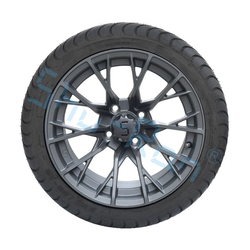 Großhandel 14''Gunmetal Finished Alloy Golfwagenräder, ATV UTV 225/30-14 Straßenrohrlose Reifen mit Felgen