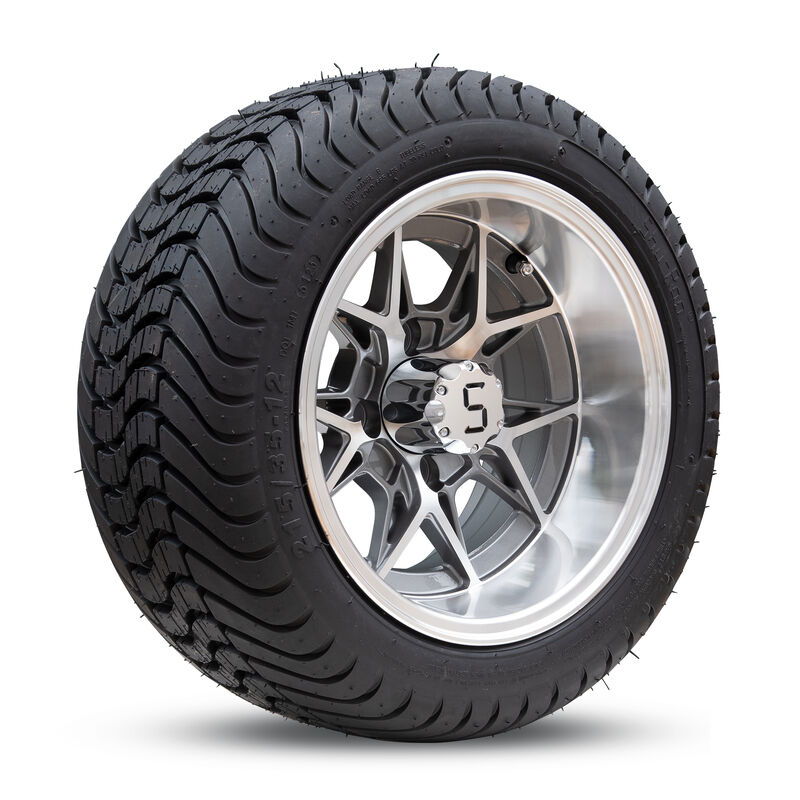 12 Zoll Golfkarren Räder und Reifen Baugruppen mit S Center Caps und Chrome Lug Nuts geeignet für Club Car Ezgo Yamaha Golfkarren