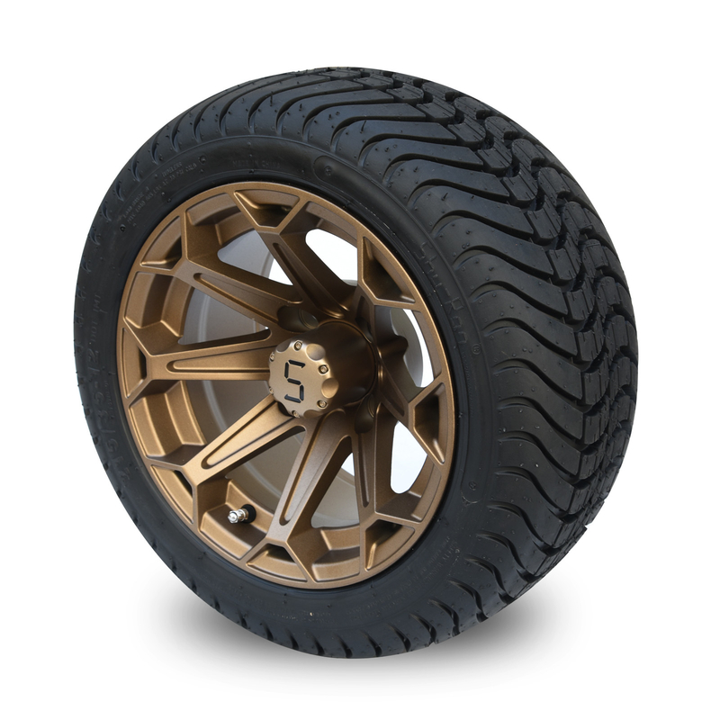 Golfmobil 12 Zoll-Bronzealuminiumräder und 215/35-12 flaches DOT Tyres Assembly 4x4 Bolzen-Muster