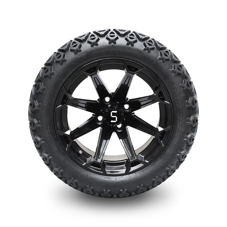 Golfmobil 14 Zoll-glatte schwarze Räder und 22x10-14 DOT Tires mit Mittelkappen-und Ansatz-Nüssen