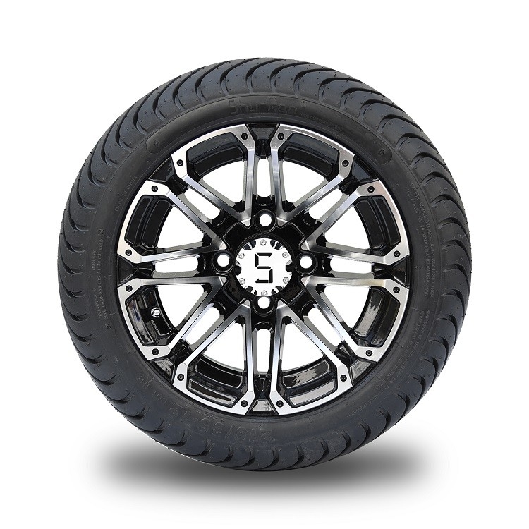 12 Zoll Machiend/schwarze Golfmobil-Räder und 215/35-12 DOT Street Tires Combo 4 Falte