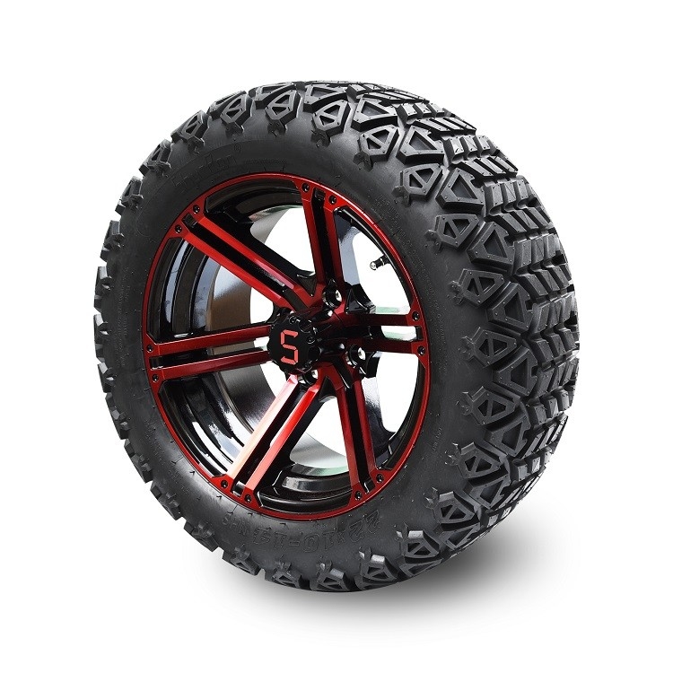 14 Zoll-Golfmobil-rote/glatte schwarze Räder und 22x10-14“ DOT All Terrain Tires Assembly
