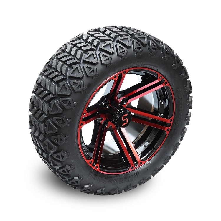 14 Zoll-Golfmobil-rote/glatte schwarze Räder und 22x10-14“ DOT All Terrain Tires Assembly