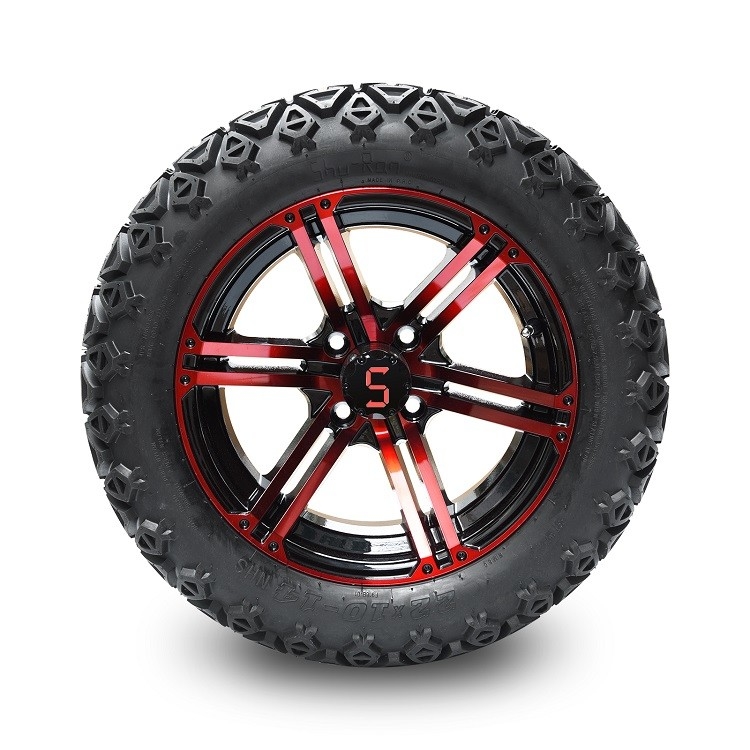 14 Zoll-Golfmobil-rote/glatte schwarze Räder und 22x10-14“ DOT All Terrain Tires Assembly