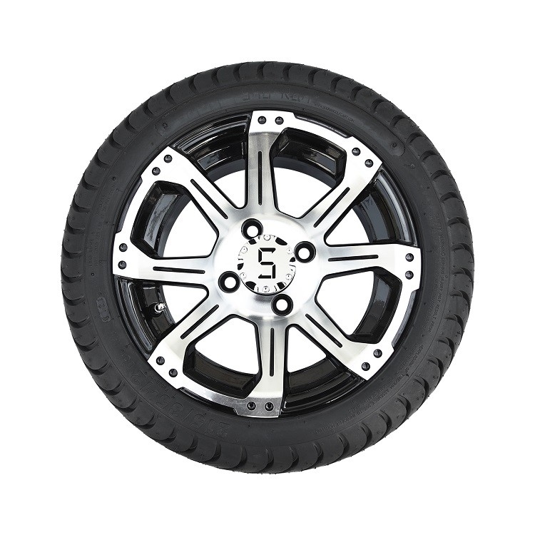 Schwarze Aluminium-12 Zoll-Golfmobil-Räder und Reifen 215 35 12 mit 8 Speichen