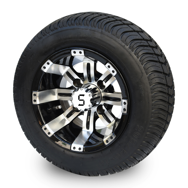205/50-10 veranschlagte maschinell bearbeitete/glatte schwarze Rad-kombinierte 4 Falte DOT Low Profile Street Tiress und des 10 Zoll-Golfmobils