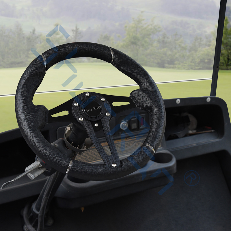 Golfmobil-Herausforderer-Schwarz-Griff/schwarze Speichen-Lenkrad für Verein-Auto, EZGO und Yamaha