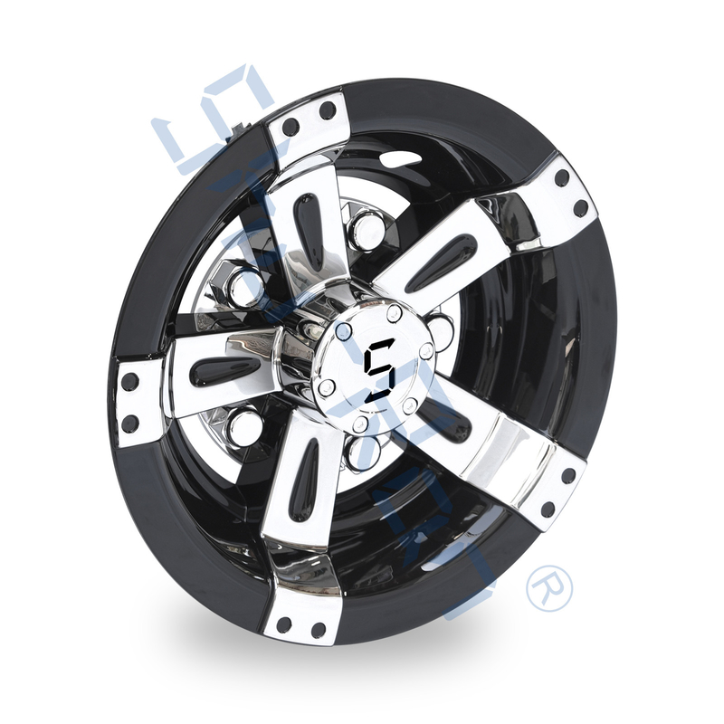 Golfmobil-Universalität 8/10 der ABS Kunststoffrad-Zoll Abdeckungs-- Black&Chrome mit s-Logo (stellen Sie von 4) ein